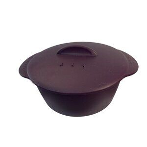 Epicure Microwave Silicone Steamer Bowl & Lid 2 Qt Purple Round Cooking